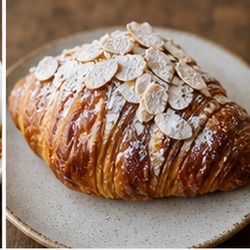 Fresh almond croissant from Harbor Bakery